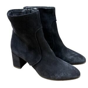 Aquatalia NWOB Fortuna Heeled Ankle Suede Boot Black Size 9 (456949) Side Zip
